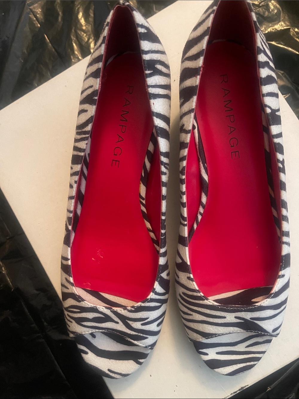 Rampage Zebra Print Flats with Bright Red Insole